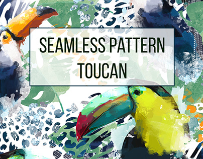 Toucan on tropical background