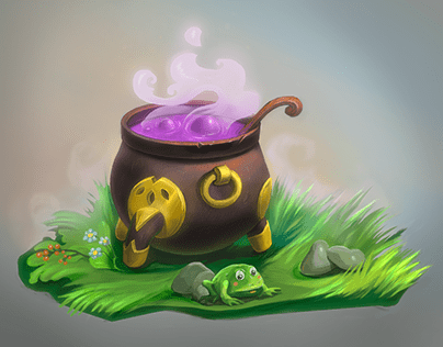 A cauldron with a potion