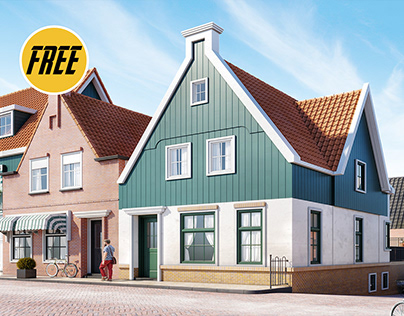 3D Exterior Volendammer House Scene Free Download