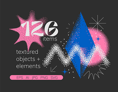 126 Vector Dither Textured Clip Art Shapes
