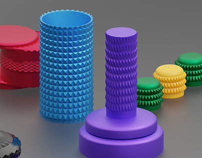 Sample objects with knurling