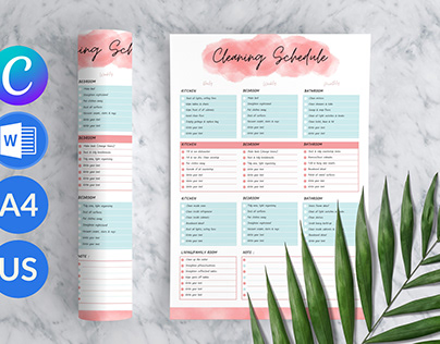 Cleaning Schedule Planner Canva