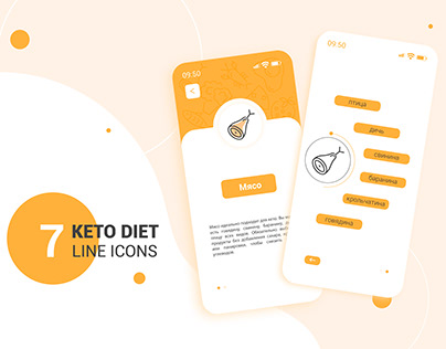 Keto diet food line icons set