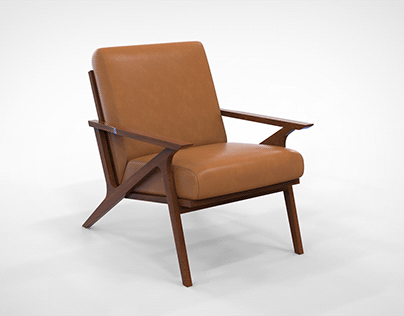 ELEGANT CHAIR / Brown Leather & Polished Wood