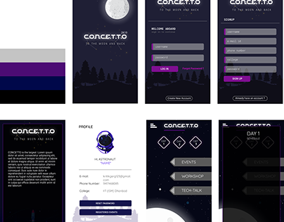 App UI design for Concetto-Techfest of IIT Dhanbad