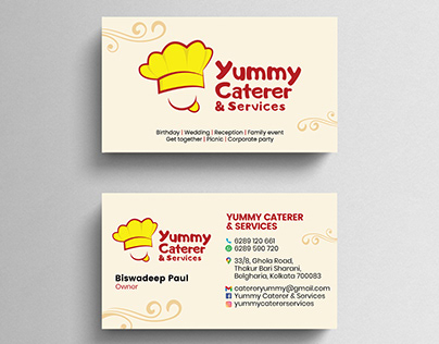 Business Card of Yummy Caterer and Services