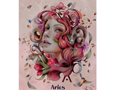 Aries from "The12 Floral - Zodiac Cards project