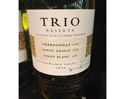 Rượu Chile Trio Reserva Chardonnay Pinot Grigio Pinot