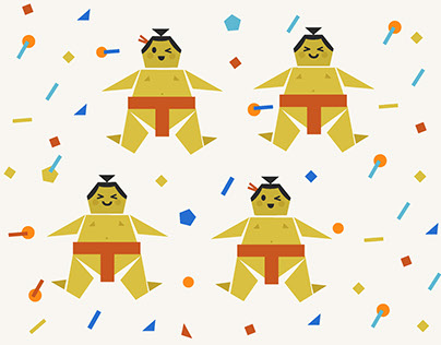 Origami Happy Sumo with confetti