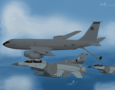 PAF F16 Fighter Jets refueled in the air by USAF KC135