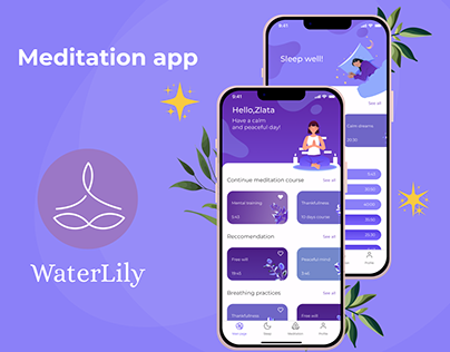WaterLily│Meditation app UI/UX design