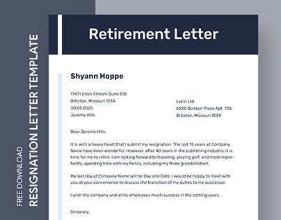Free Retirement Letter Of Resignation Template