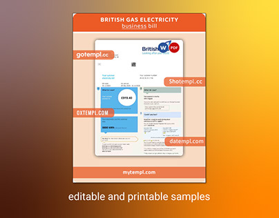 British gas electricity, utility business bill template