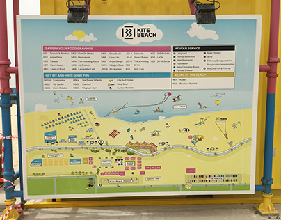 Kite Beach Dubai Destination Map - Illustration
