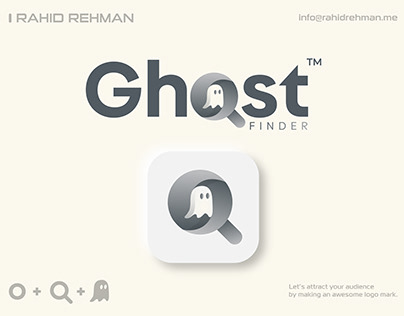 Ghost finder Logo - Magnifier + Ghost Logo.