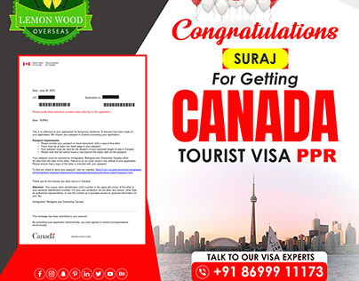 Congratulations SURAJ for Canada Tourist Visa PPR