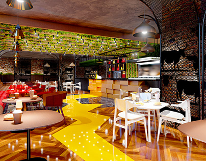 Cafe takeaway interior design and visualisation
