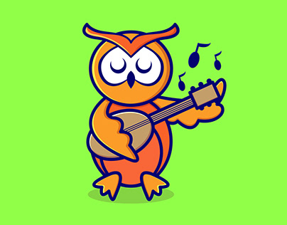 Cute owl playing guitar illustration