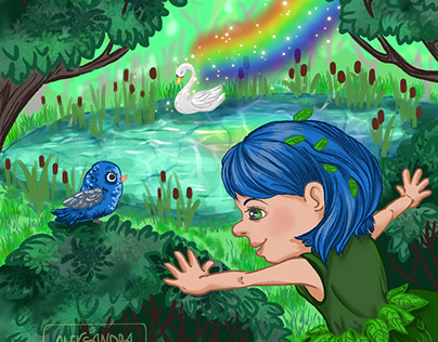Story about Girl from Forest and her Friend Blue bird