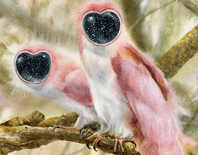 Watercolor magic owls