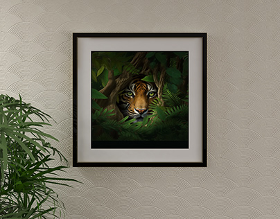 Portrait of a tiger in the jungle.