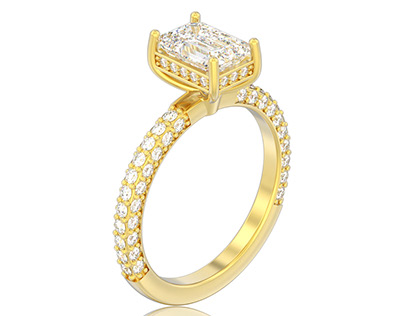 3d decorative gold diamond ring