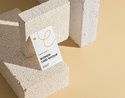 Free Vertical Business Card with Brick Mockup PSD