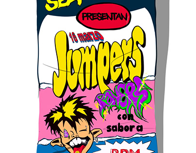 Ilustración de cartel de evento musical: JUMPERS RAVERS