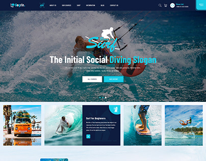 Surfing diving PSD Website landing page.