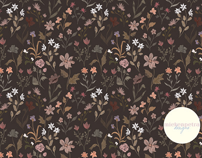 Blotchy Wildflowers - Dark Brown