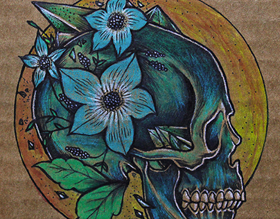 Skull&Flowers (Ilustración tradicional)