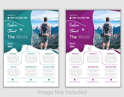 Travel agency social media post template design.