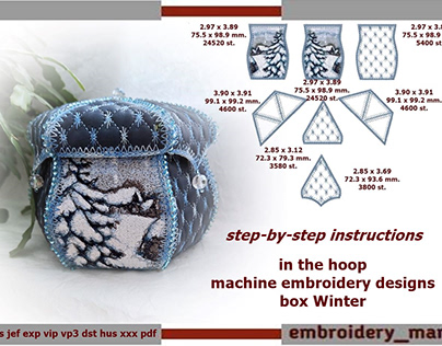 In the hoop embroidery designs, box Winter