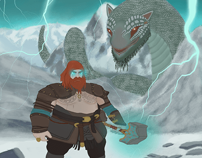 Thor-God of War Ragnarok by Samji_illustrator for Fireart Studio