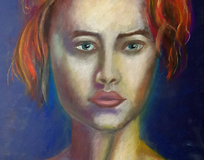 oil pastel portrait woman
