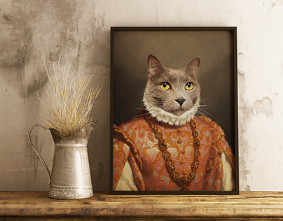 Renaissance cat portrait