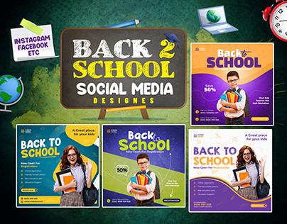 Back to school social media post banner template