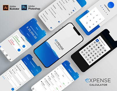 Expence calculator - iOS App Design, Modern Flat UI