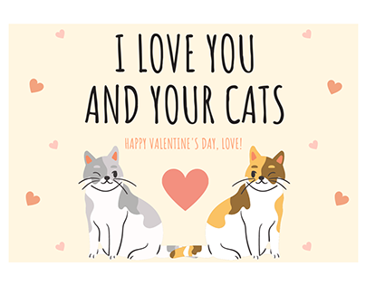 I love you and your cats Valentines day card