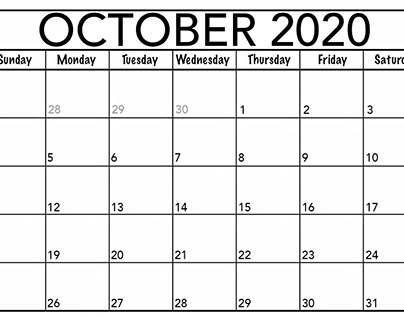 october 2020 calendar printable