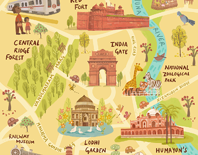 Illustrated map of delhi