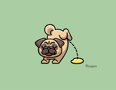Pug Peeing vector illustration