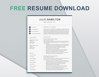 Free Resume Template & Cover Letter Download