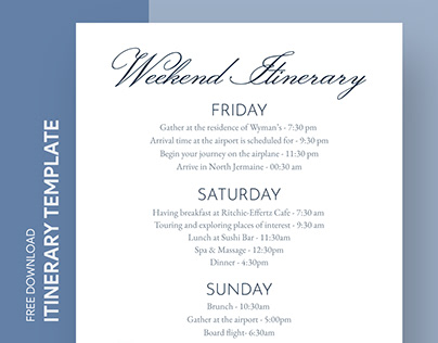 Free Editable Online Weekend Itinerary Template