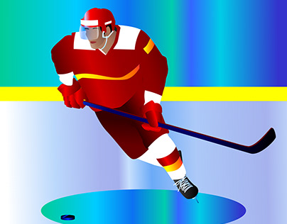 A man is playing hockey.