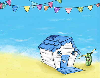 Storybook Illustration - Bertie the Beach Hut & Friends