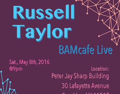 Event Poster: Concept designs for Russell Taylor at BAM
