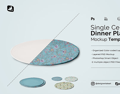 Single Ceramic Dinner Plate Mockup