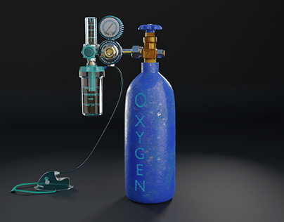 oxygen tank with medical mask