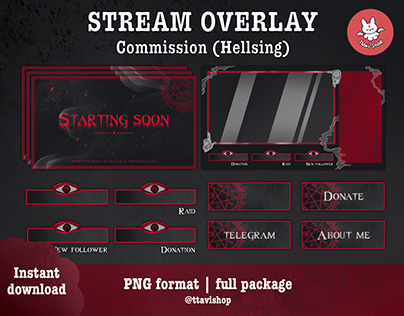Twitch Stream Overlay Package | Hellsing (commission)